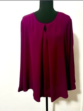 Simply Styled Plum Keyhole Front Slit Long Sleeve Tunic